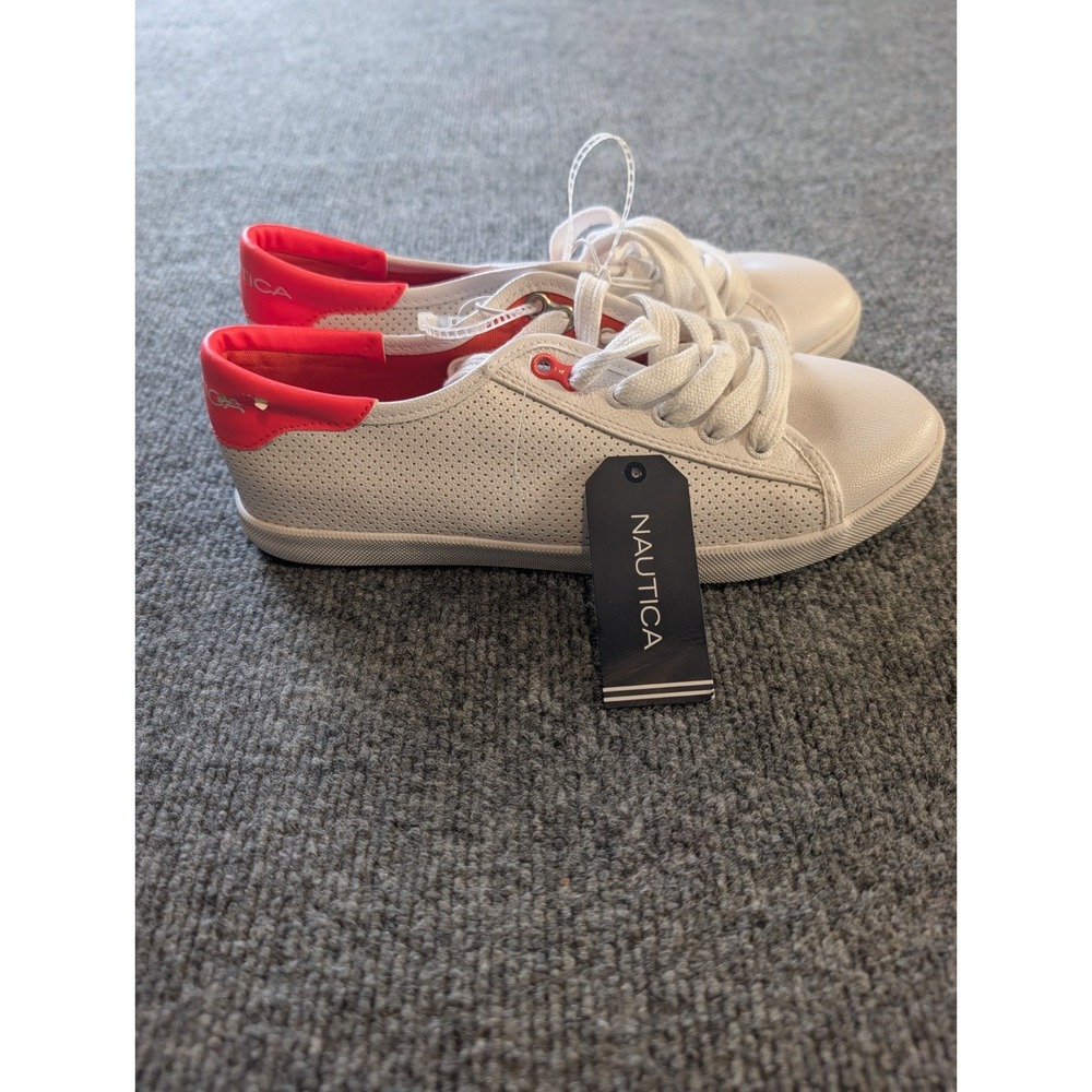 Nautica Women's Shoes Size 8.5 Lanyard Perf KW2593 White Pink Sneakers NWD